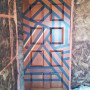 cedar, door, diy, step by step, geometric, painted door