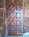 cedar, door, diy, step by step, geometric, painted door