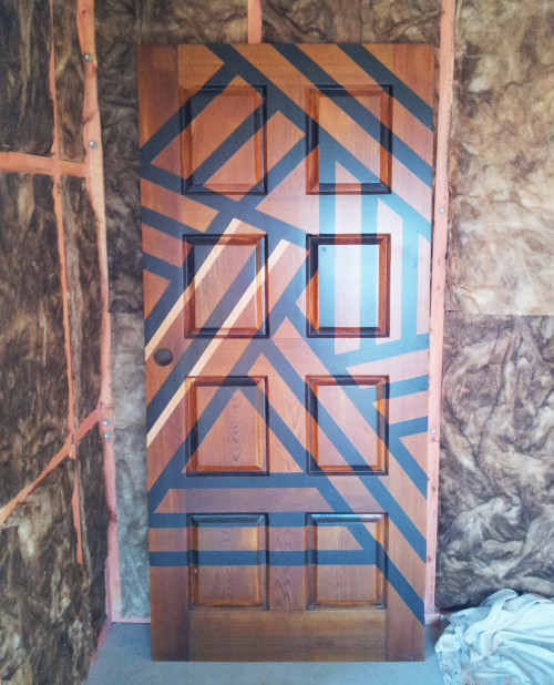 cedar, door, diy, step by step, geometric, painted door
