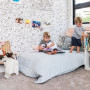 childrens bedroom, kids bedroom, childrens playroom, kids wallpaper, dog wallpaper, peach paint