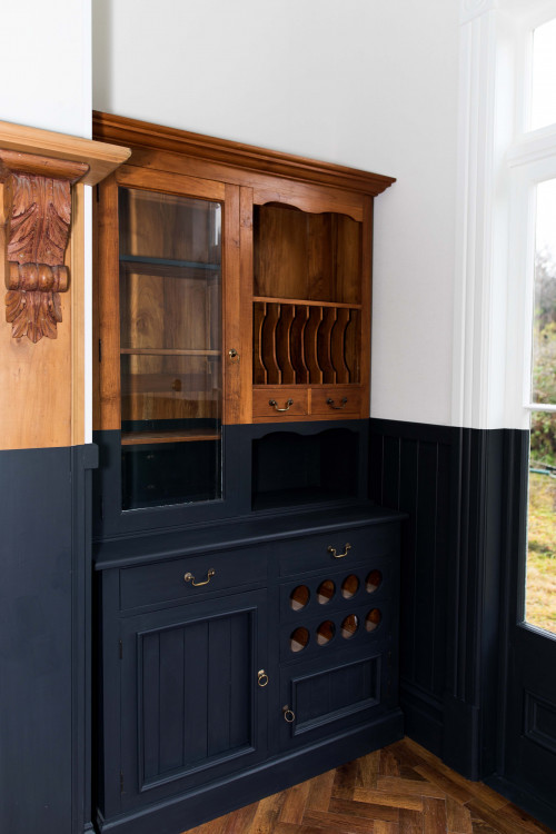 dip painted effect, grey dresser, grey cabinet, grey kitchen, white and grey, painted cabinet