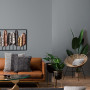 living room, lounge, grey living, grey lounge, leather couch, nood furniture, grey feature wall