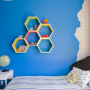 Childs room, wallpaper, blue paint
