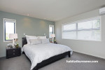 blue bedroom, blue and white paint, interior, beach house