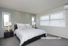 blue bedroom, blue and white paint, interior, beach house