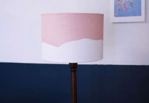 lampshade makeover, diy, lampshade ideas, pink and white paint, pastel pink