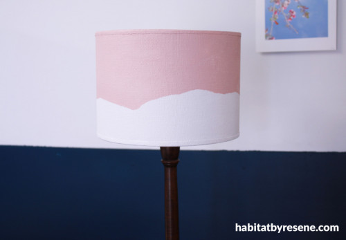 lampshade makeover, diy, lampshade ideas, pink and white paint, pastel pink