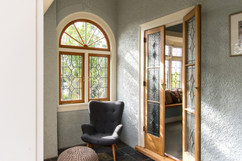 painted sun porch, entry hall, interior, home decorating ideas