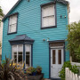 blue house, blue exterior, house exterior, blue weatherboards, resene hippie blue