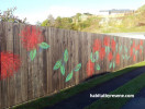 bach, holiday home, beach house, fence mural, driveway mural, pohutukawa mural 