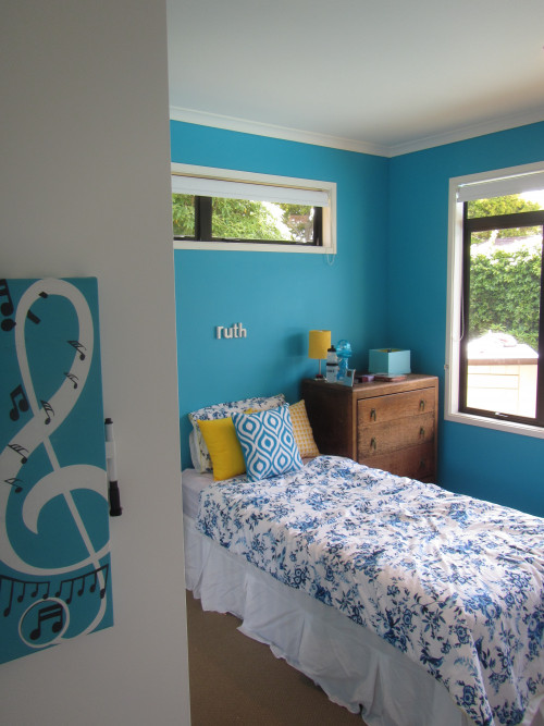 blue bedroom, kids bedroom, childrens bedroom, blue paint, interior