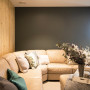living room inspiration, living room ideas, dark feature wall, timber feature wall, lounge ideas