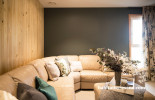 living room inspiration, living room ideas, dark feature wall, timber feature wall, lounge ideas
