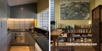 kitchen, renovated villa, grey cabinets, grey kitchen, yellow dining room, yellow interior