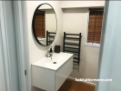 bathroom, white bathroom, neutral bathroom, resene black white, wood flooring, renovated bathroom