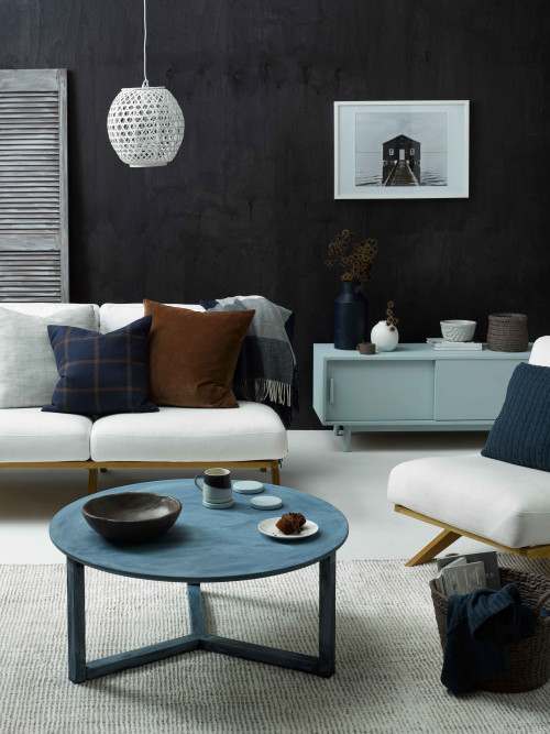 black feature wall ideas, living room ideas, living room inspiration, interior stain ideas, resene