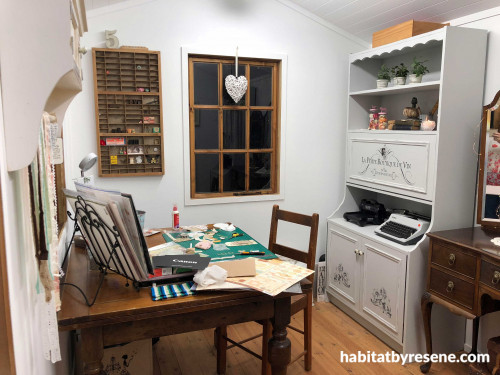 she shed, craft room ideas, craft room inspiration, home office ideas, study inspiration, resene