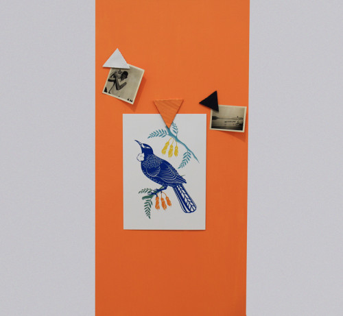 orange paint, magnetic paint, photo wall, hanging photos, diy project, magnetic wall