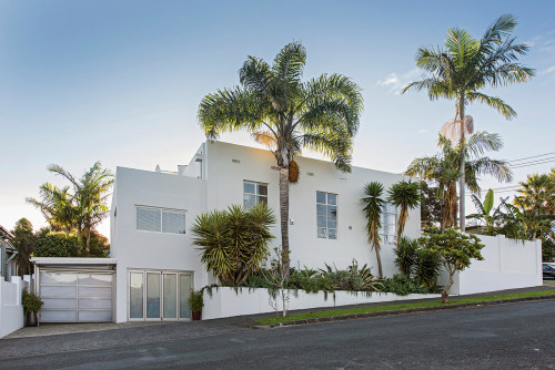 white, exterior, art deco