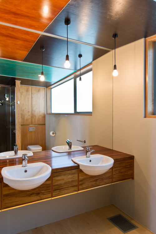 coloured ceiling, painted ceiling, bathroom, vanity, interior, bathroom ideas