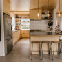 kitchen, resene aquaclear, resene sea fog, timber kitchen, scullery, beach home