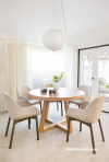 white, dining room, dining, mid century