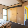 bedroom inspiration, bedroom ideas, yellow feature ideas, brown interior ideas, interior design