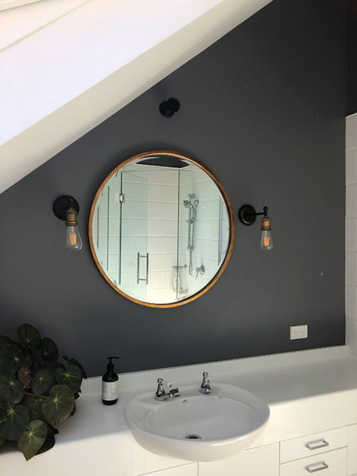 bathroom, grey bathroom, bathroom feature wall, grey feature wall, grey ensuite, ensuite