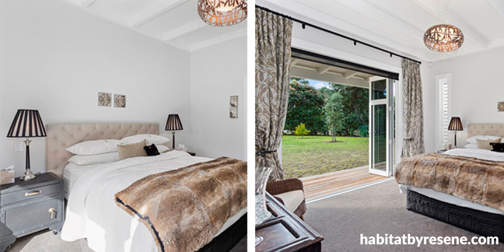 master bedroom, bedroom, white bedroom, beige bedroom, bedroom deck, brown bedroom