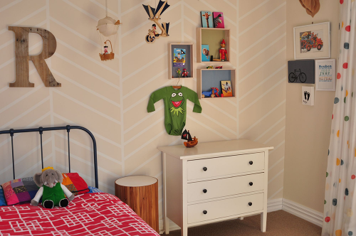 neutrals, children, herringbone, kids, painted patterns, stencils, paint ideas