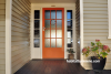 front door, orange, entrance way, paint ideas