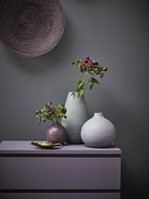 purple, black, vases, resene gun powder