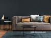 living room, lounge, nood furniture, dark grey paint, feature wall, grey couch 