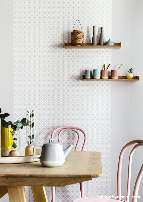 unique wallpaper ideas, wallpaper diy, wallpapered dining, wallpaper feature, dining feature wall