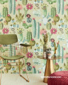 feature wall, patterned wallpaper, cactus wallpaper, green and pink, wallpaper feature wall 