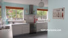 kitchen, retro kitchen, blue kitchen, aqua kitchen, mint paint, aqua paint 