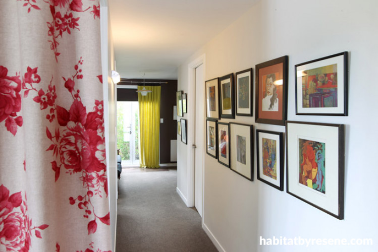 white hallway, white paint, gallery wall, white interior