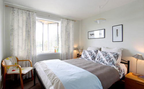 bedroom, neutral colours, pale green paint, green bedroom, interior
