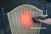 wicker chair makeover, diy, orange chair, orange paint, Resene Flamingo