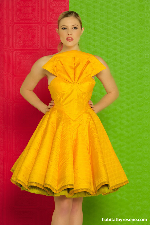 Resene fashion, Resene paint, fashion colours, Resene turbo, yellow dress