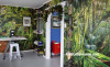 study, rainforest room, rainforest inspired, rainforest wallpaper, rainforest feature, home office