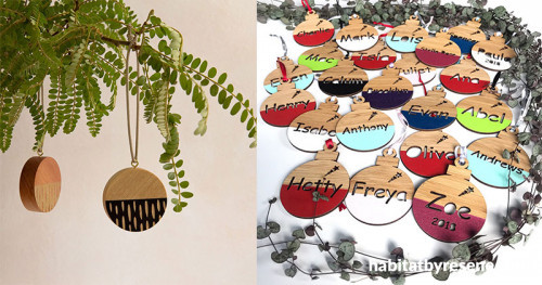christmas decorations, personalised christmas decorations, inscribe design, tree ornaments