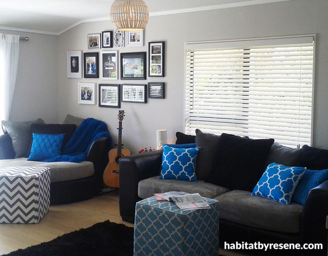 coastal cottage, modern cottage, living room, lounge, living area, neutrals, blue