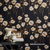 luxury wallpaper, poppies, gold, black, retro wallpaper