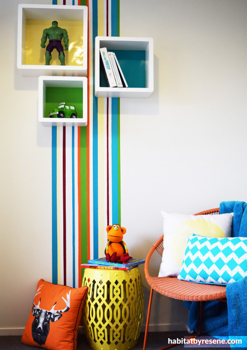 boys bedroom, stripes, fun interiors, children, paint ideas 