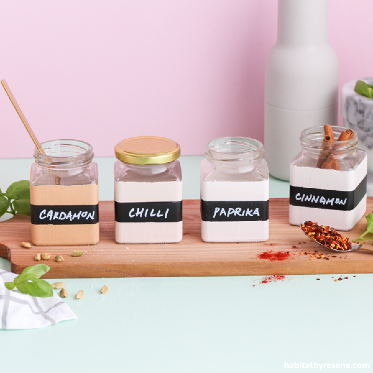 Easy DIY spice jars Habitat by Resene