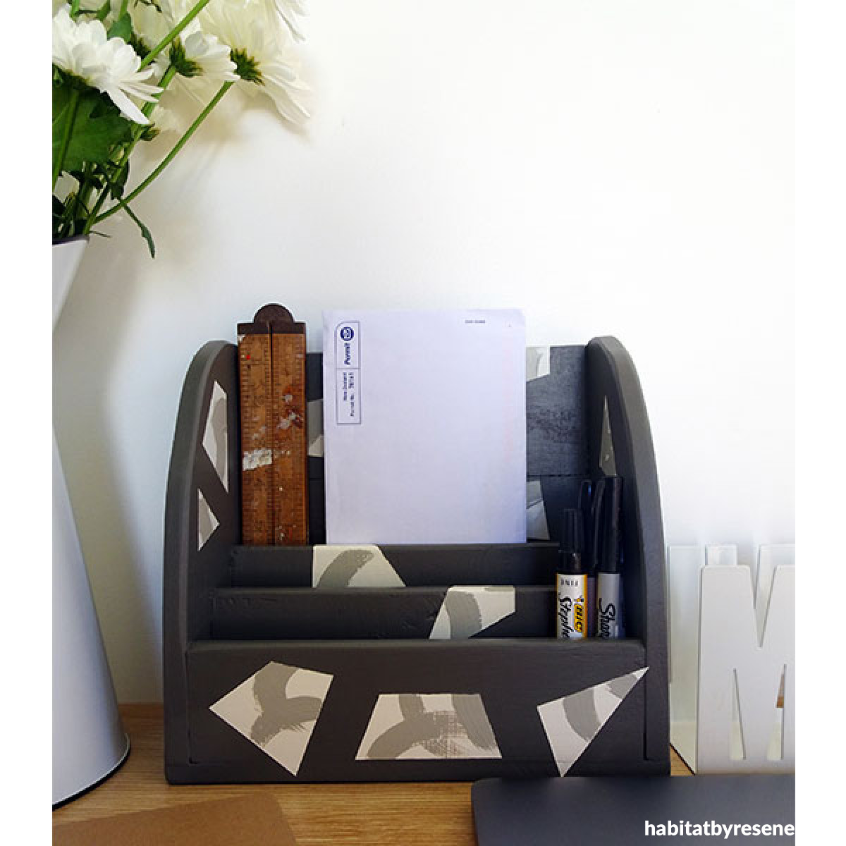 DIY upcycled mail tray Habitat by Resene