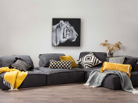 One sofa, two warm winter schemes