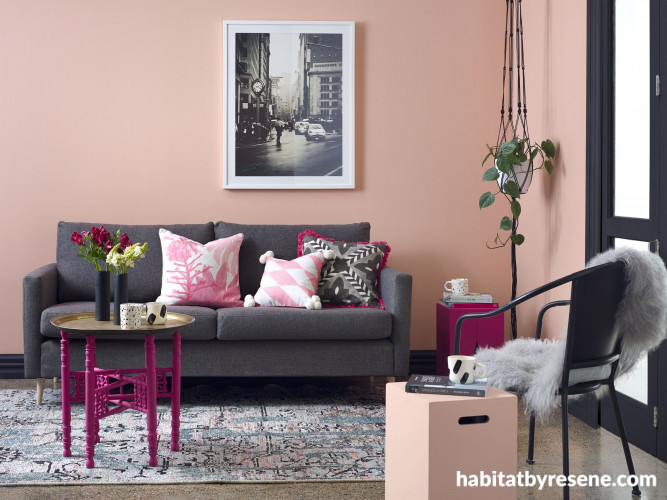 pink living, trends, pink paint, interiors