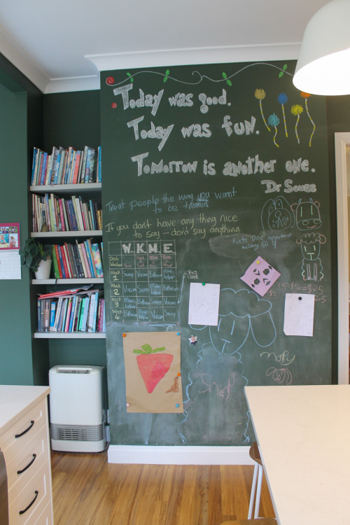 Green Paint, Green Chalkboard, Family Kitchen, Resene Paint, Resene Seaweed, Chalkboard Paint